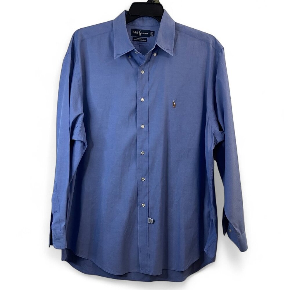 Ralph Lauren Oxford Shirt Mens Blue Long Sleeve 100% Cotton Button Down